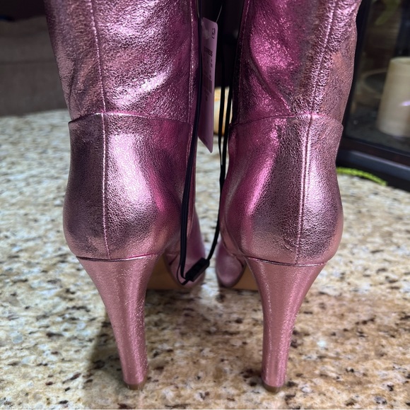 Brian Atwood x Express Bubble Metallic Over The Knee Heeled Boots 9 - Picture 10 of 16